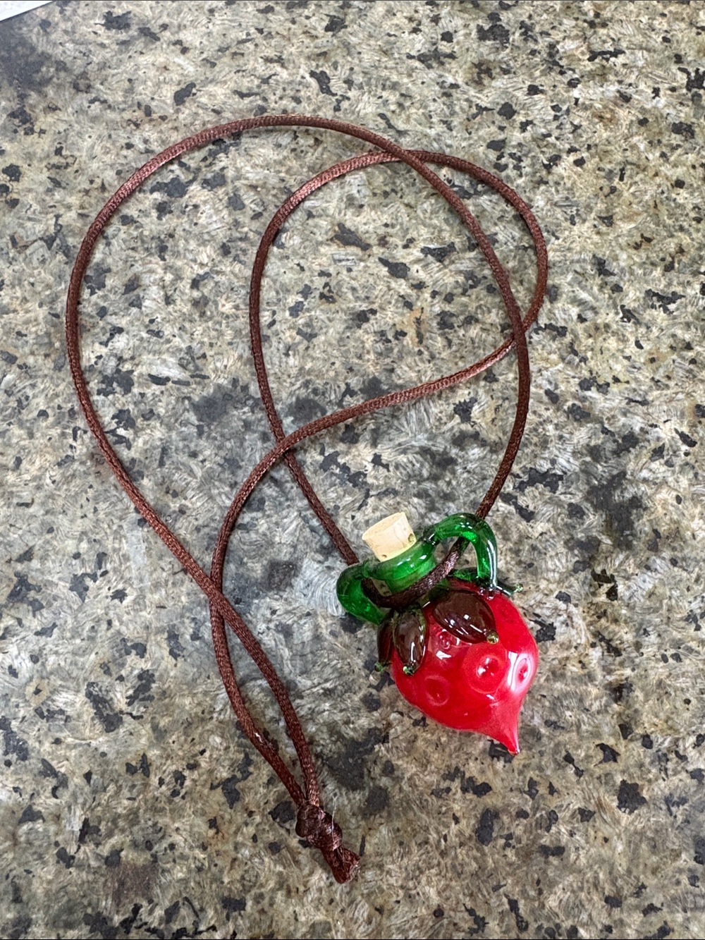 Exquisite Large Handmade Lampwork Glass Strawberry Jug Pendant Necklace